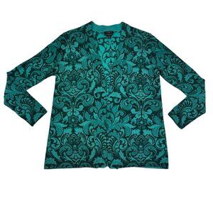 Talbots Pure Merino Wool Floral/Paisley Open Front Cardigan Women's Size SP